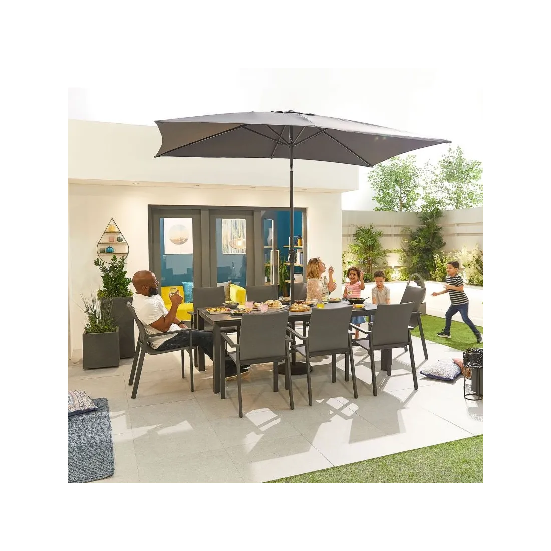 Roma 8 Seat Dining Set - 2m x 1m Rectangular Table  - 17