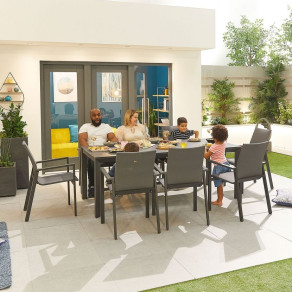 Roma 8 Seat Dining Set - 2m x 1m Rectangular Table  - 1