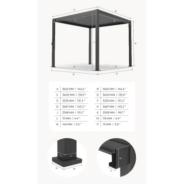 Titan 3.6m X 3.6m Aluminium Pergola