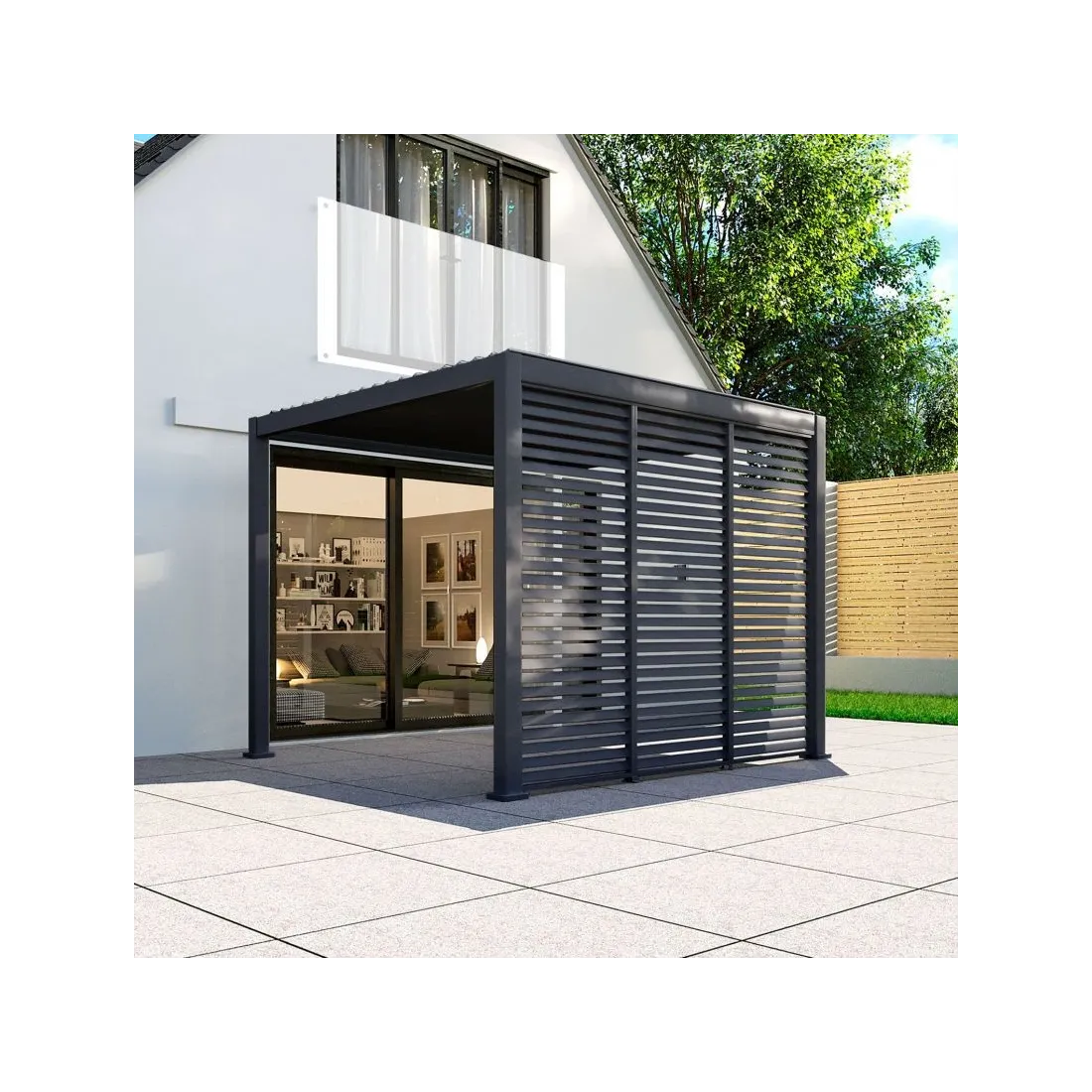 Aluminium Pergolas Titan 1.2m Side Wall Set for 3.6m