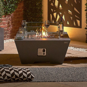 Fireglow Perth Square Gas Firepit Coffee Table with Wind Guard  - 16