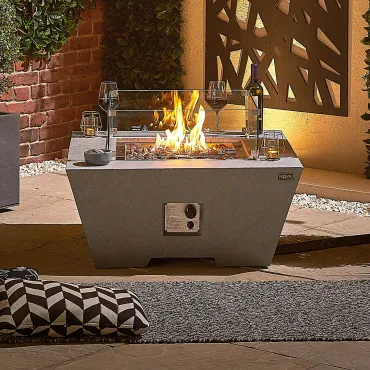 Perth Square Gas Firepit Coffee Table & Wind Guard