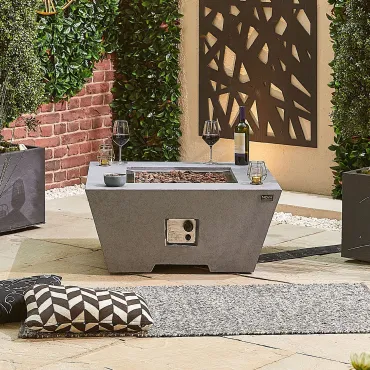 Fireglow Perth Square Gas Firepit Coffee Table with Wind Guard  - 3