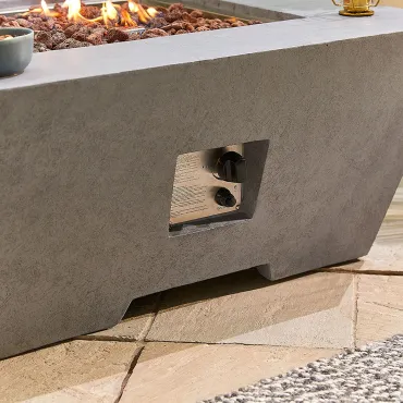 Perth Square Gas Firepit Coffee Table & Wind Guard