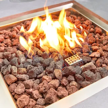 Perth Square Gas Firepit Coffee Table & Wind Guard