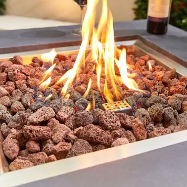 Fireglow Perth Square Gas Firepit Coffee Table with Wind Guard  - 6