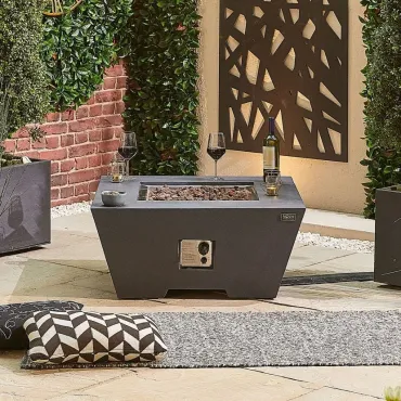 Fireglow Perth Square Gas Firepit Coffee Table with Wind Guard  - 8