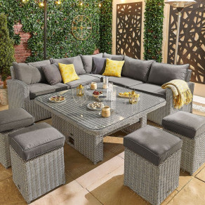 Deluxe Ciara Casual Dining Corner Sofa Set with Rising Table  - 11