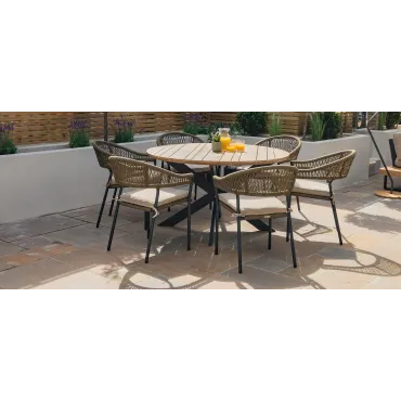 Bali Rope Weave 6 Seat Round Dining Set