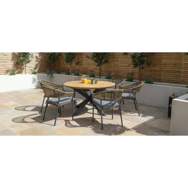 Bali Rope Weave 6 Seat Round Dining Set