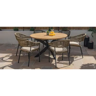 Bali Rope Weave 6 Seat Round Dining Set