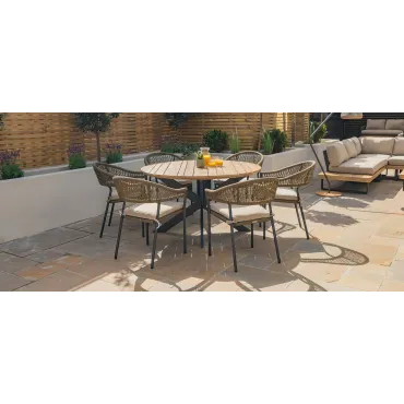 bali rope weave 6 seat round dining set  - 5