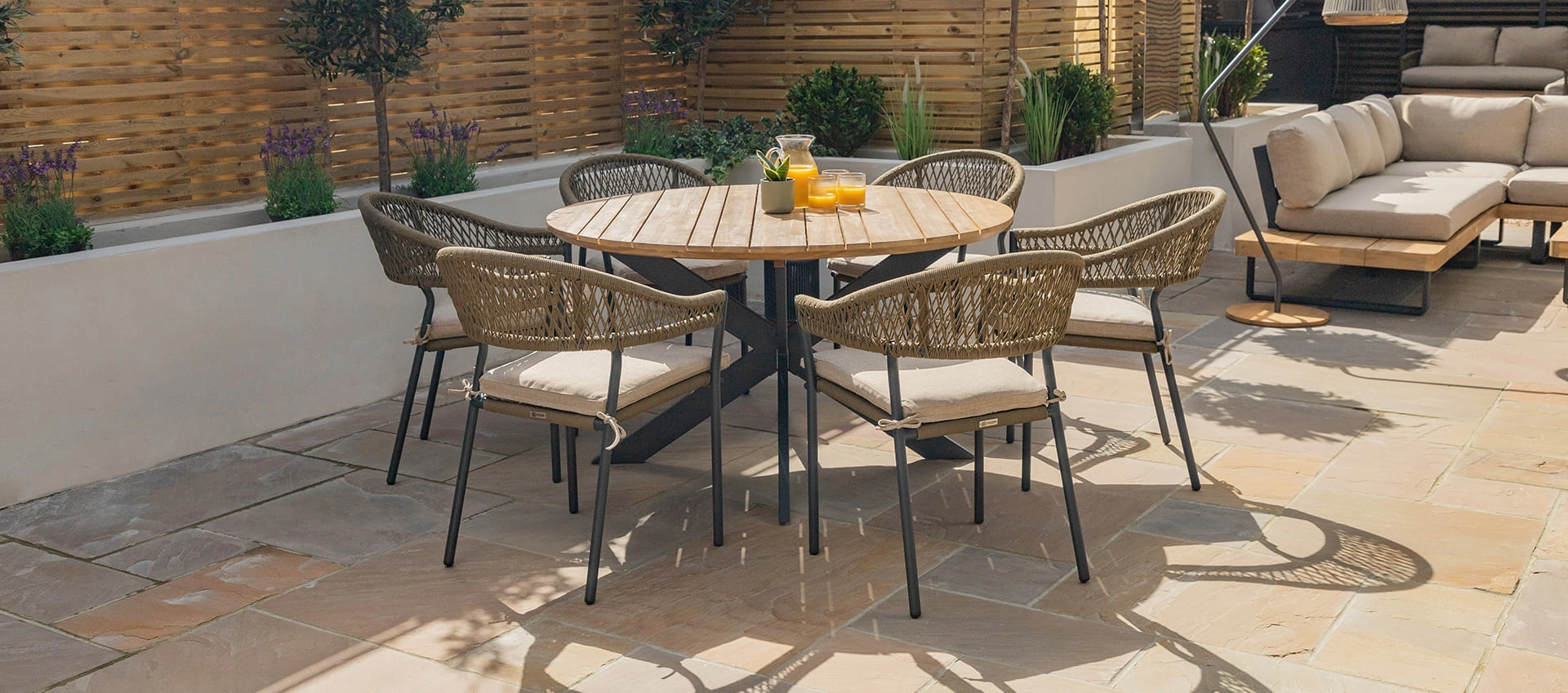 Bali Rope Weave 6 Seat Round Dining Set