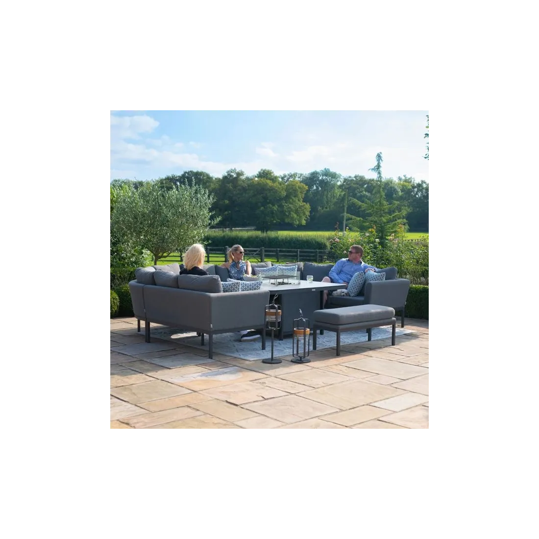Pulse U Shape Corner Dining Set - With Firepit Table  - 13
