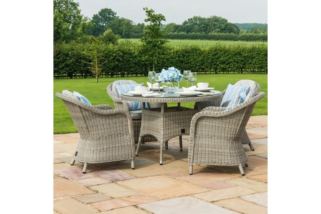Oxford 4 Seat Round Dining Set With, 4 Seat Round Dining Table And Chairs