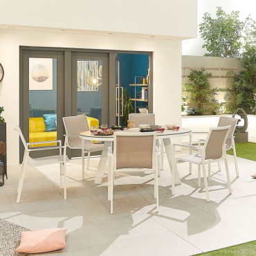 Aluminium Outdoor Dining Milano 6 Seat Dining Set - 1.6m x 1m Oval Table