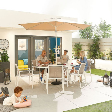 Aluminium Outdoor Dining Milano 6 Seat Dining Set - 1.6m x 1m Oval Table