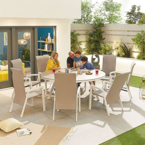 Venice 8 Seat Dining Set -1.8m Round Table-Parasol  - 1