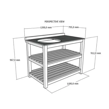 Bari Kitchen Big Green Egg Table Fixed Unit