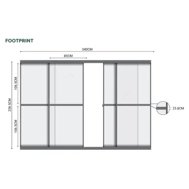 Titan 3.6m Transparent French Sliding System