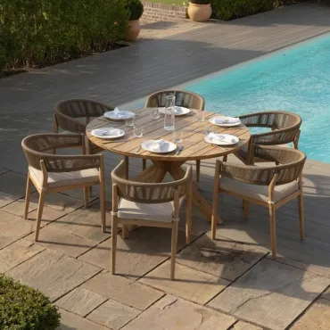 Porto Rope Weave 6 Seat Round Dining Set