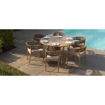 Porto Rope Weave 6 Seat Round Dining Set