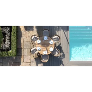 Porto Rope Weave 6 Seat Round Dining Set