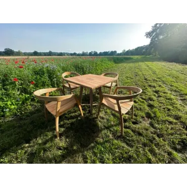 Teak 4 Chair Cafe Dining Set Bari - Bali