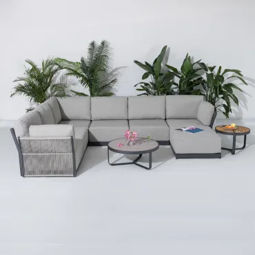 Home Jude Rope Left Handed Large Corner Chaise Sofa