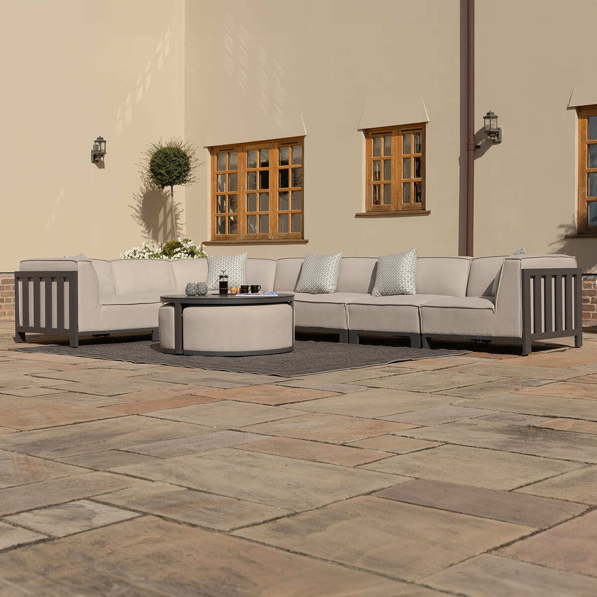 Ibiza Large Corner Sofa Set Round Coffee Table