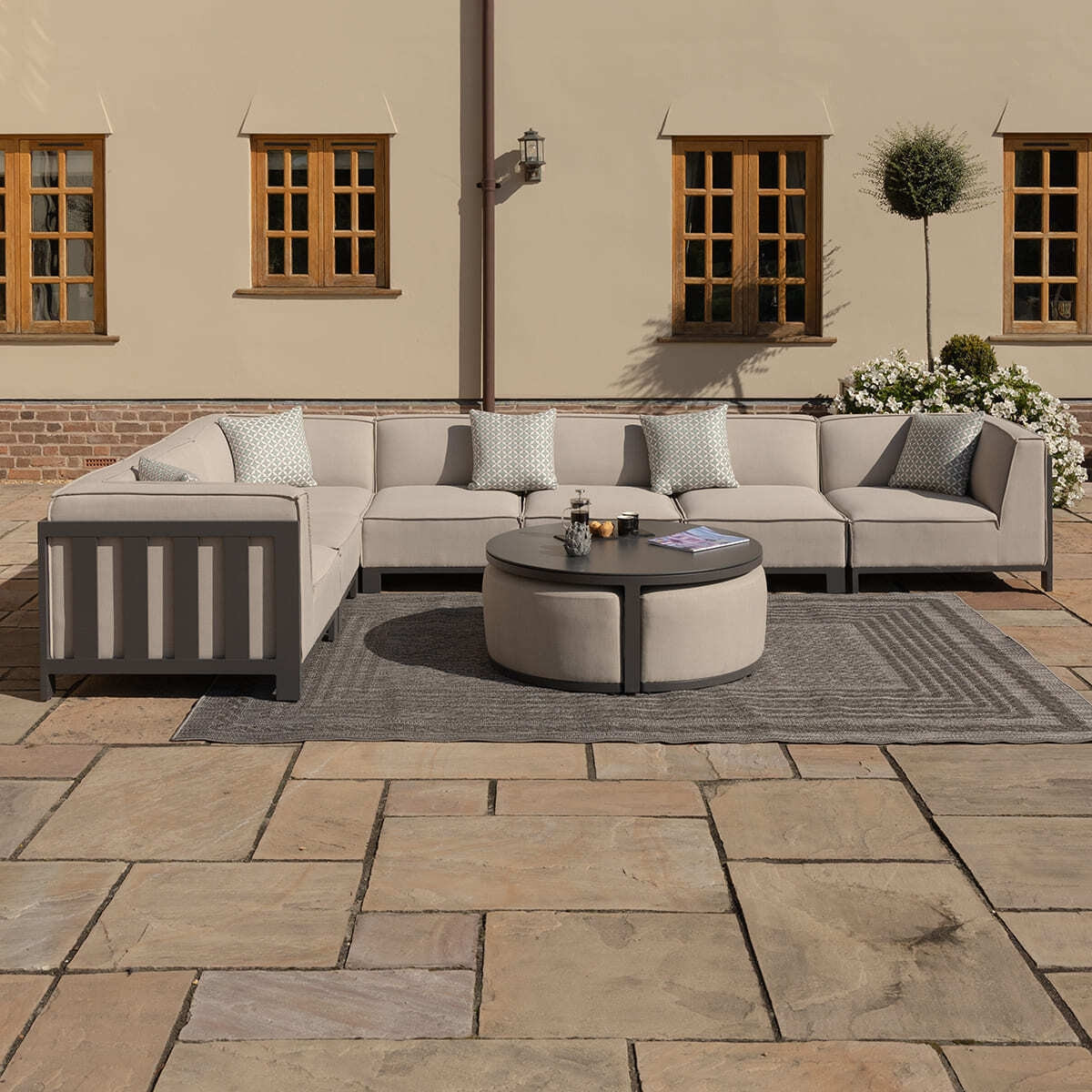 Ibiza Large Corner Sofa Set Round Coffee Table