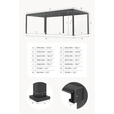 Titan 8m x 3m Aluminium Pergola  - 17