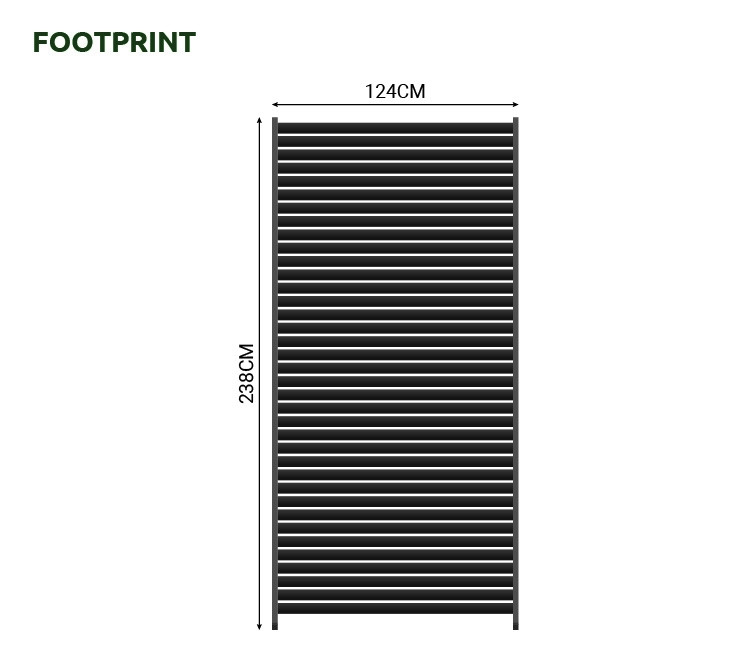 Titan 1.2 Aluminium Louvres Adjustable Side Wall for 3.6m