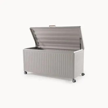 Storage Boxes Medium Panelled Aluminium Storage Box in Pebble