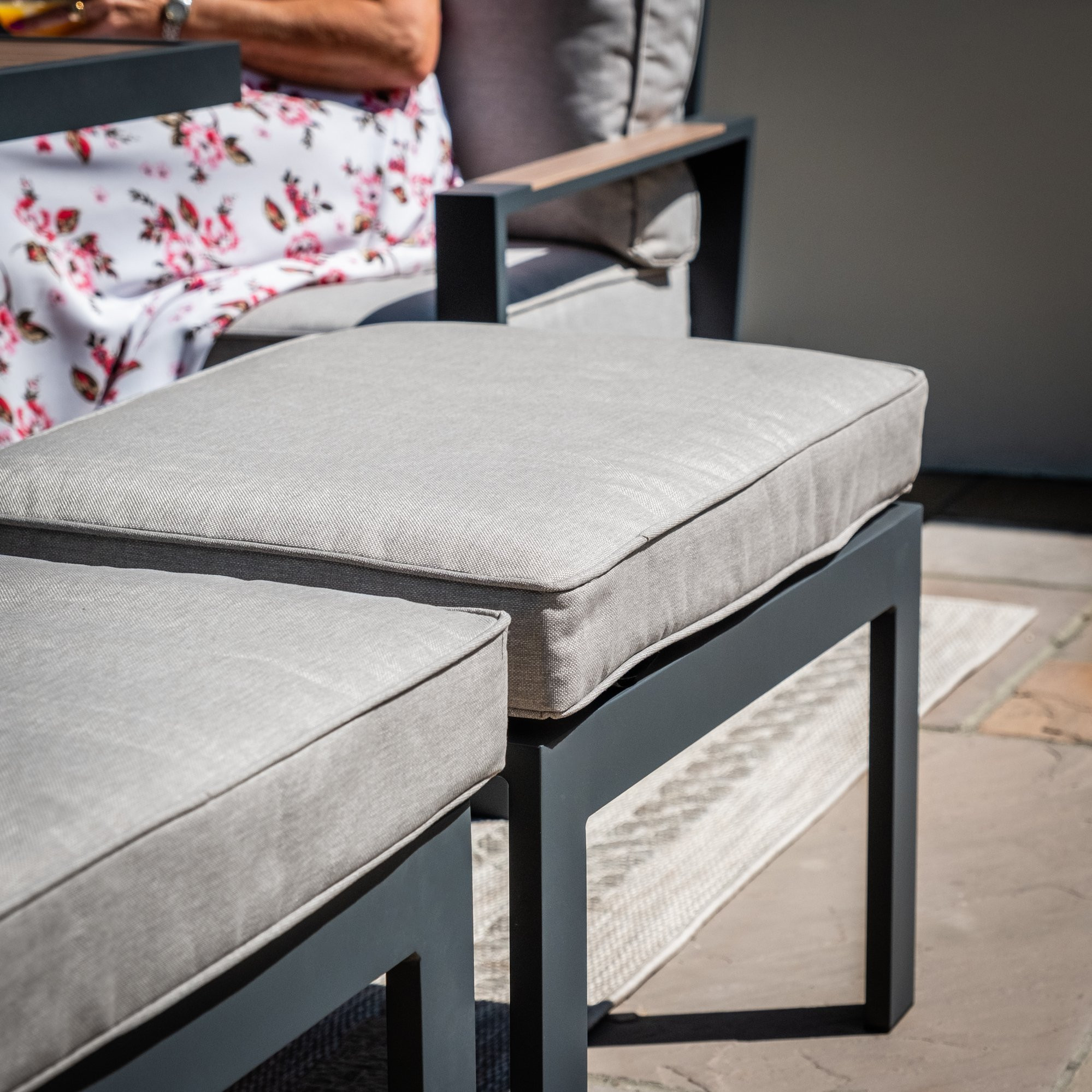 Vancouver Large Alumunium Corner Dining Set with Rectangular Coffee Table & Armchair