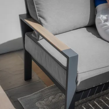 Vancouver Large Aluminium Corner Dining Set with Rectangular Coffee Table