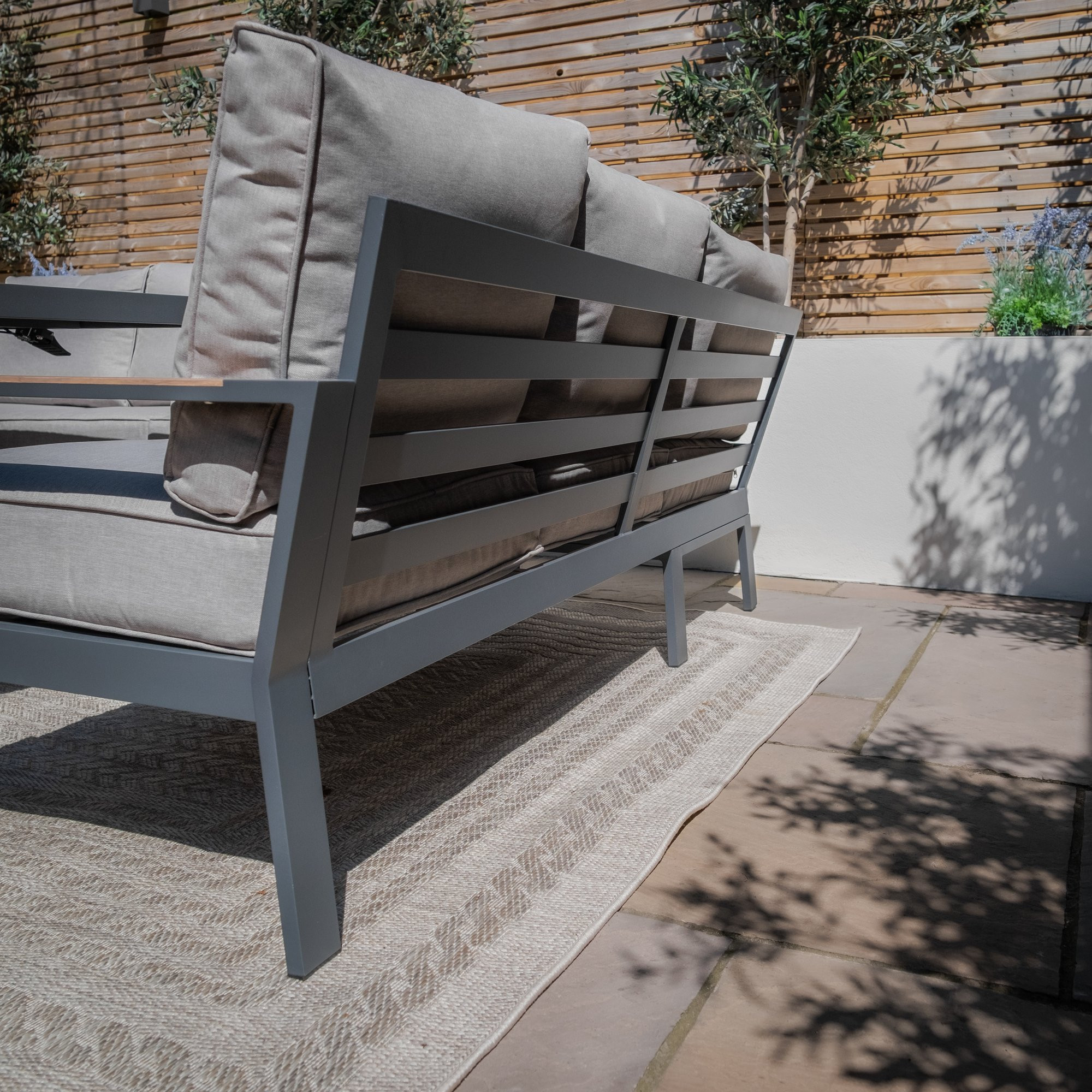 Vancouver Large Aluminium Corner Dining Set with Rectangular Coffee Table