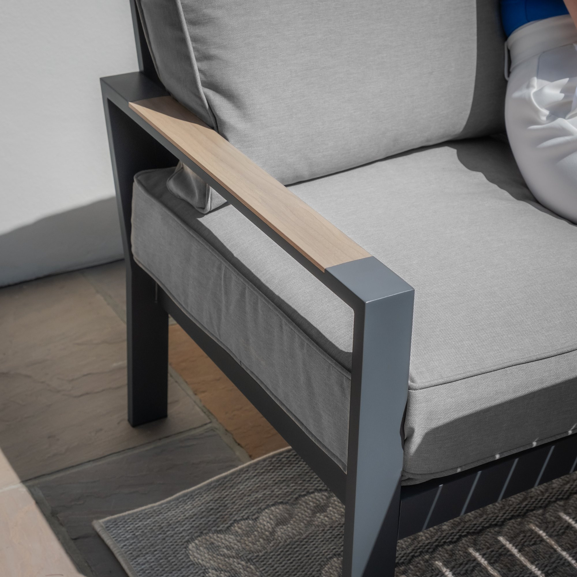 Vancouver Large Aluminium Corner Dining Set with Rectangular Coffee Table