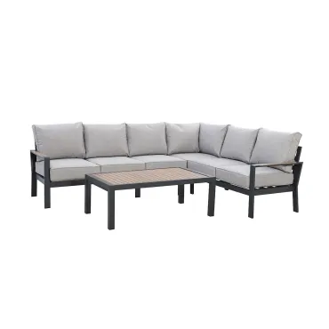 Vancouver Large Aluminium Corner Dining Set with Rectangular Coffee Table