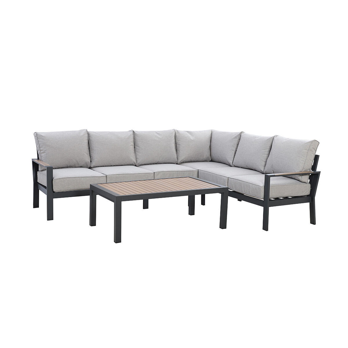 Vancouver Large Aluminium Corner Dining Set with Rectangular Coffee Table