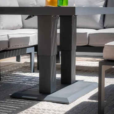 Vancouver Large Aluminium Corner Dining Set with Rectangular Rising Table & 2 Stools