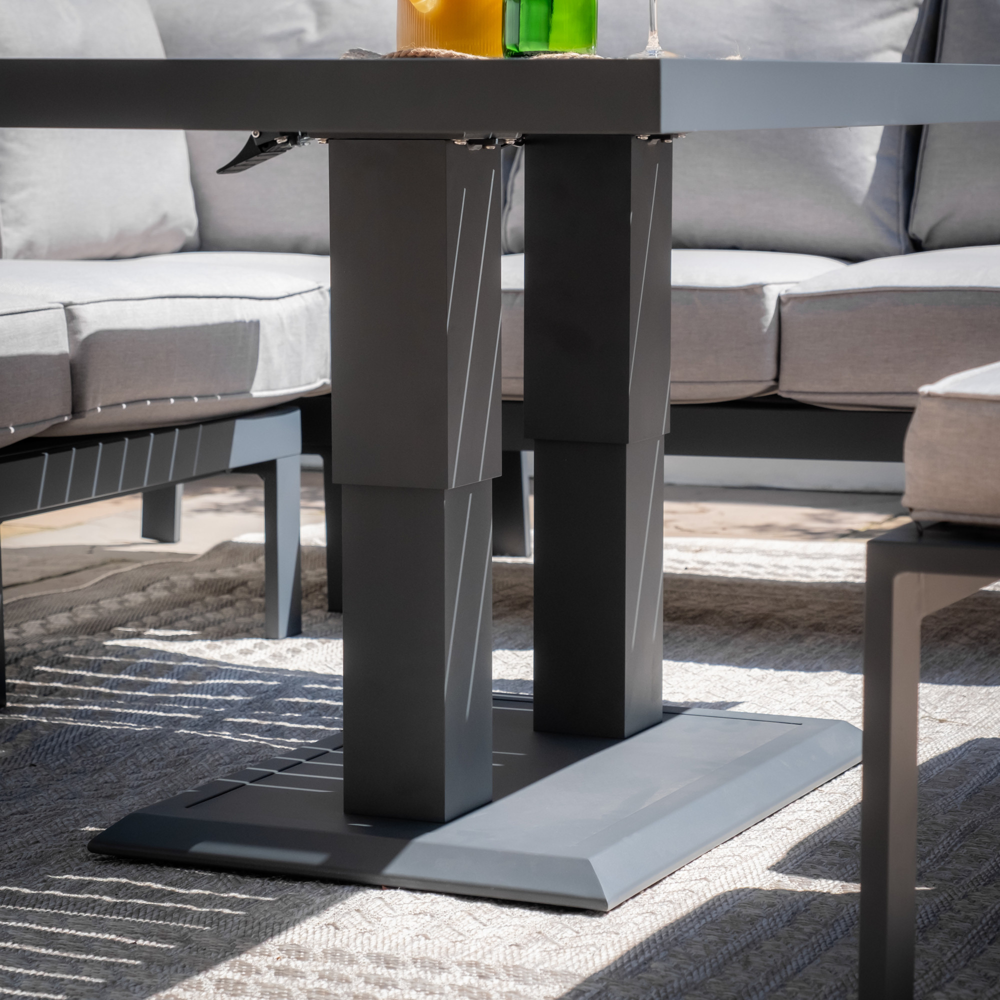 Vancouver Large Aluminium Corner Dining Set with Rectangular Rising Table & 2 Stools