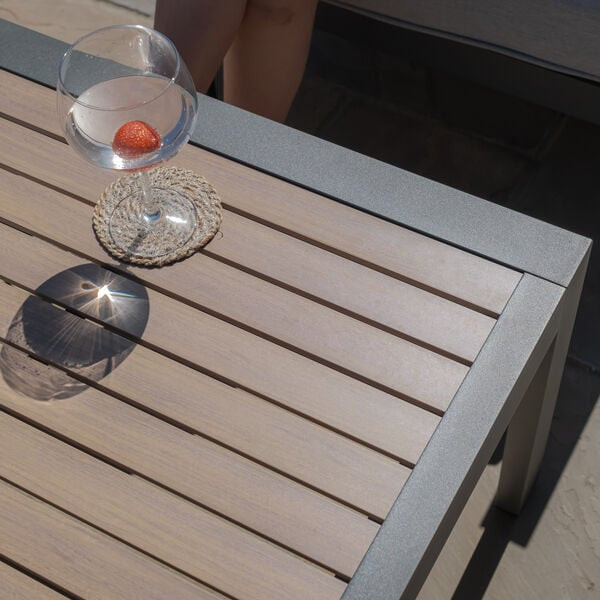 Vancouver 3 Seat Aluminium Sofa Set with Rising Table & 2 Stools