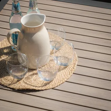 Vancouver 3 Seat Aluminium Sofa Set with Rising Table & 2 Stools