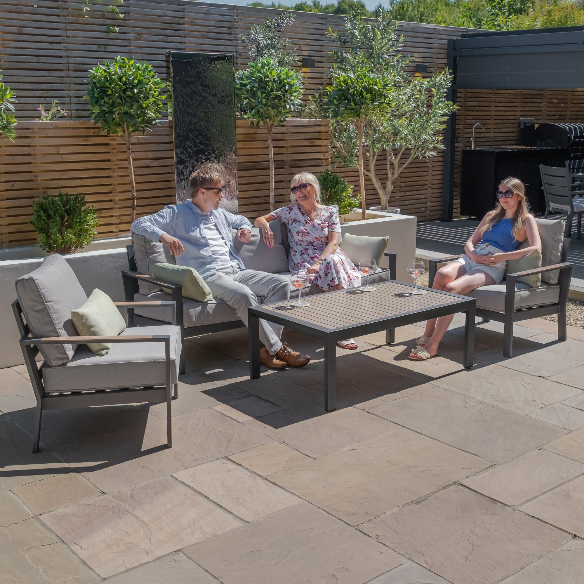 Vancouver 3 Seat Aluminium Sofa Set with Rectangular Coffee Table