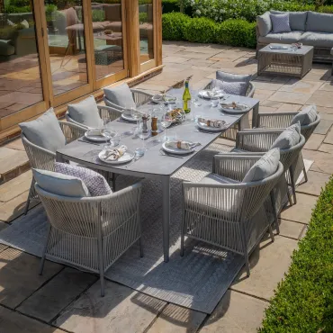 Maldives Rope Weave 8 Seat Rectangular Dining Set