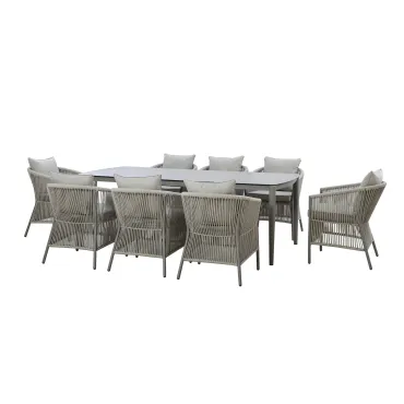 Maldives Rope Weave 8 Seat Rectangular Dining Set