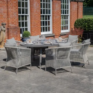 Maldives Rope Weave 6 Seat Oval Dining Set & Lazy Susan