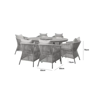 Maldives Rope Weave 6 Seat Oval Dining Set & Lazy Susan
