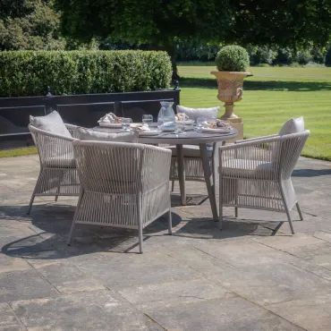 Maldives Rope Weave 4 Seat Round Dining Set